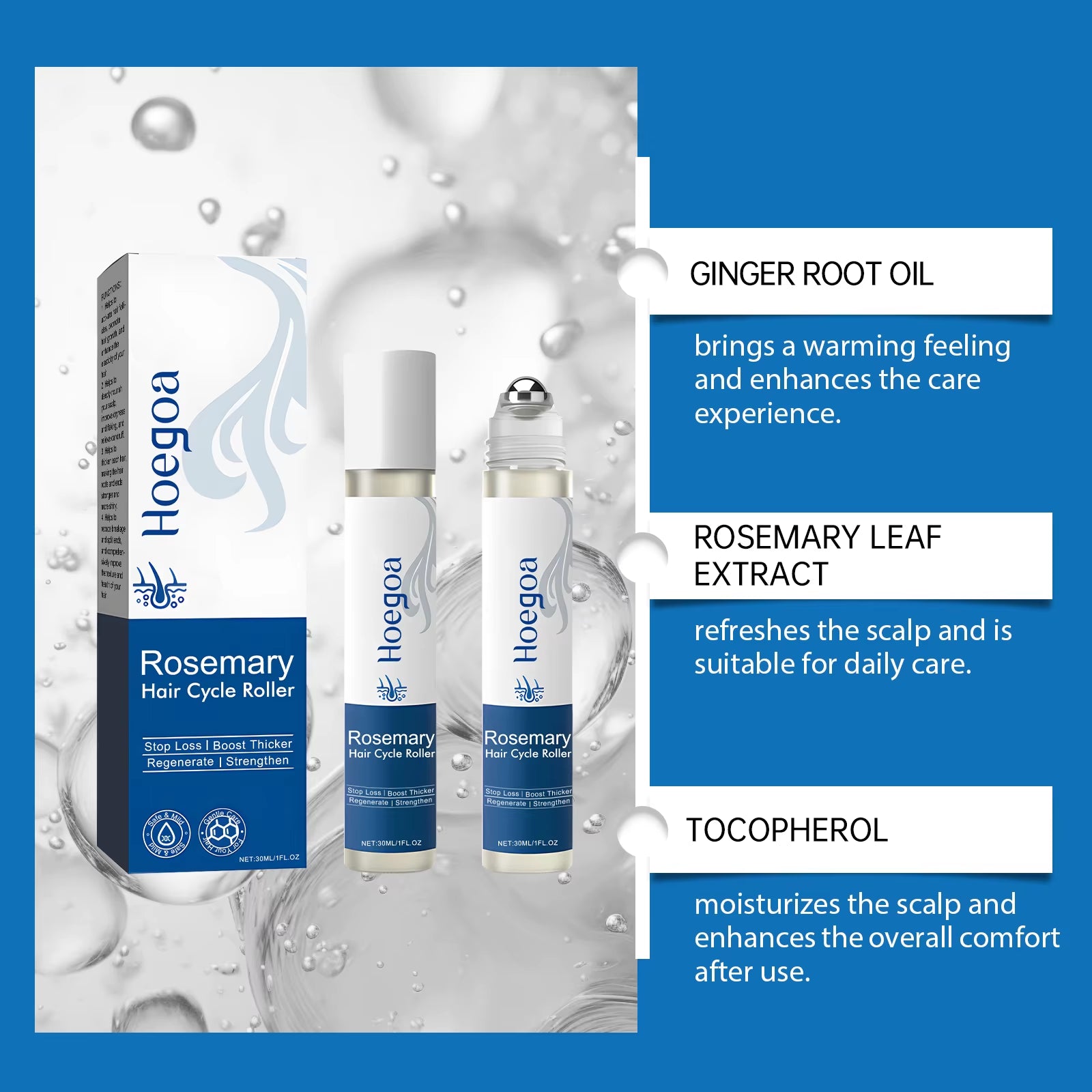 Hair Essence Rollerball Hair Thicker Regrowth anti Loss Prevent Baldness Strengthening Hair Nourishing Scalp Hair Growth Oil