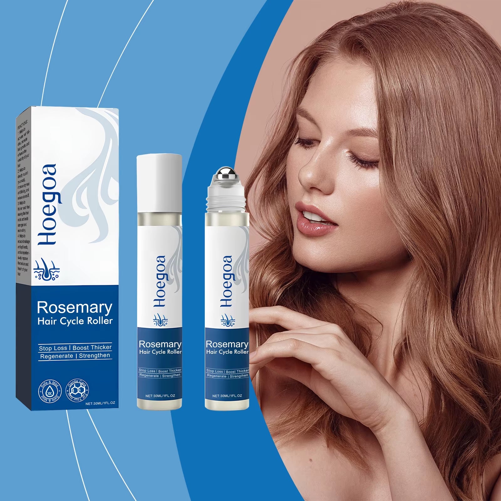 Hair Essence Rollerball Hair Thicker Regrowth anti Loss Prevent Baldness Strengthening Hair Nourishing Scalp Hair Growth Oil