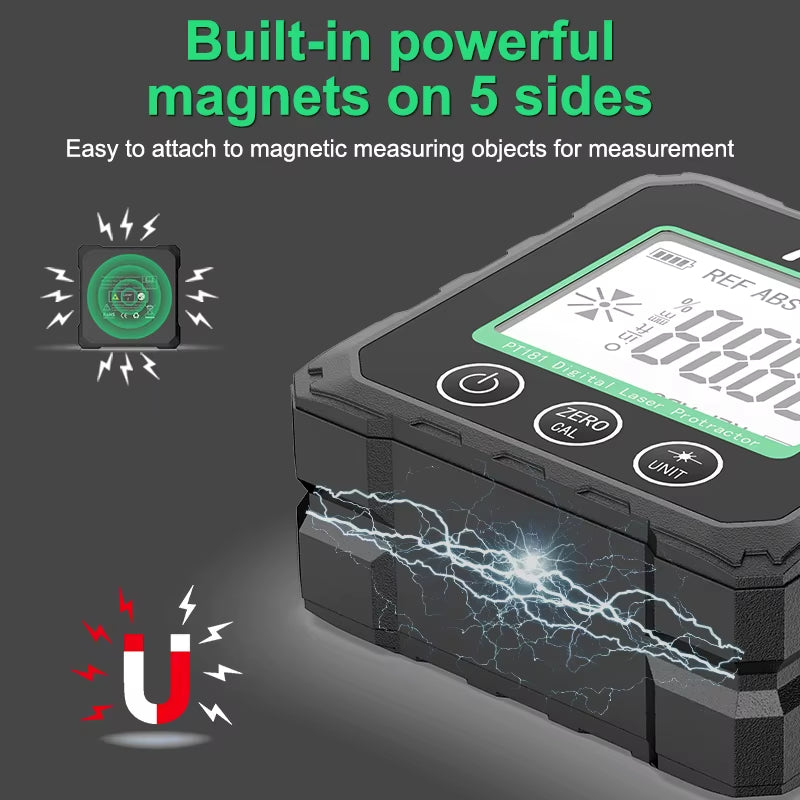 R&D PT180 PT181 Laser Digital Protractor Angle Measure Inclinometer 3 in 1 Laser Level Box Type-C Charging Angle Meter for Home